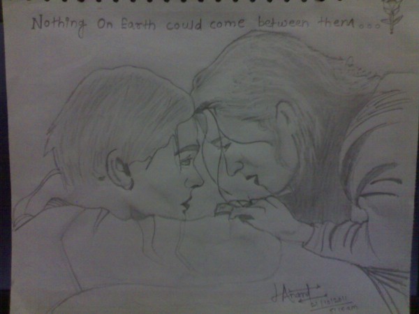 Pencil Sketch Of A Love Couple On End - DesiPainters.com