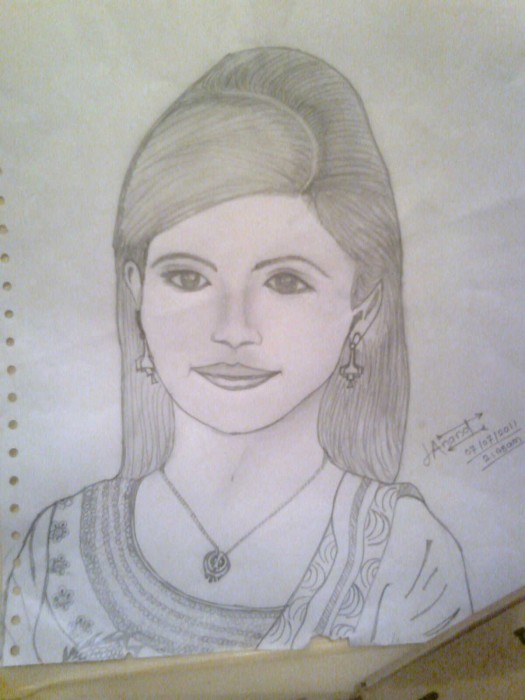 Sketch Of Punjabi Singer Miss Pooja - DesiPainters.com
