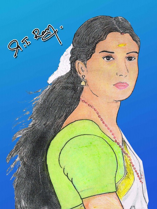 Crayon Painting Of An Indian Girl
