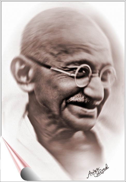 Digital Painting Of Bapu Gandhi