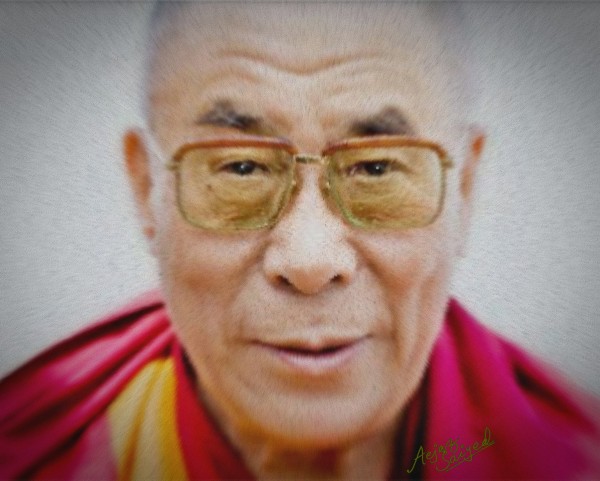 Digital Painting Of Dalai Lama