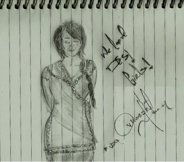 Pencil Sketch Of A Desi Girl - DesiPainters.com