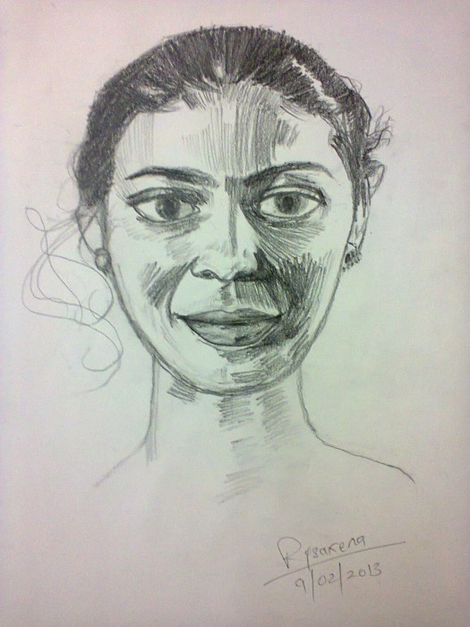 Pencil Sketch Of A Girl - DesiPainters.com