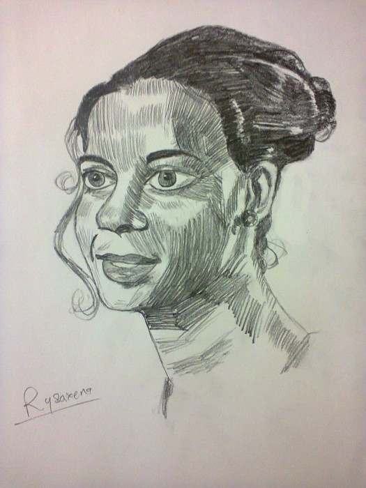 Pencil Sketch Of A Lady - DesiPainters.com