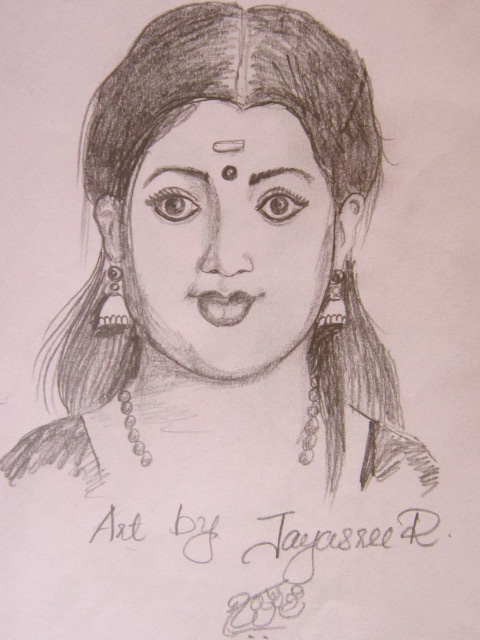 Crayon Sketch Of A Girl By Jayasree