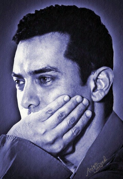 Digital Painting Of Aamir Khan - DesiPainters.com