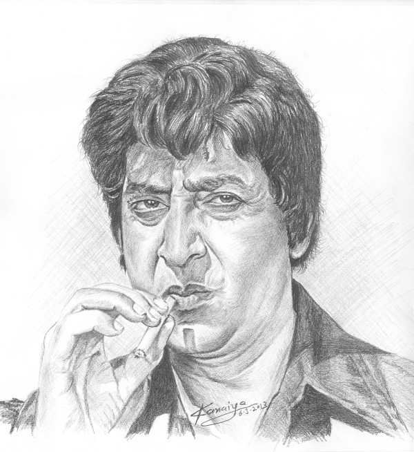 Pencil Sketch Of Actor Pran Sikhand - DesiPainters.com