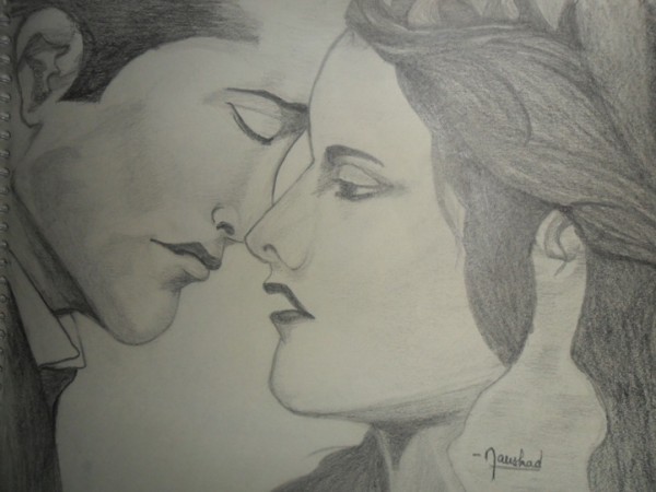 Pencil Sketch Of A Love Couple - DesiPainters.com