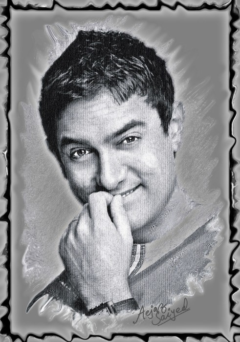 Digital Painting Of Actor Aamir Khan