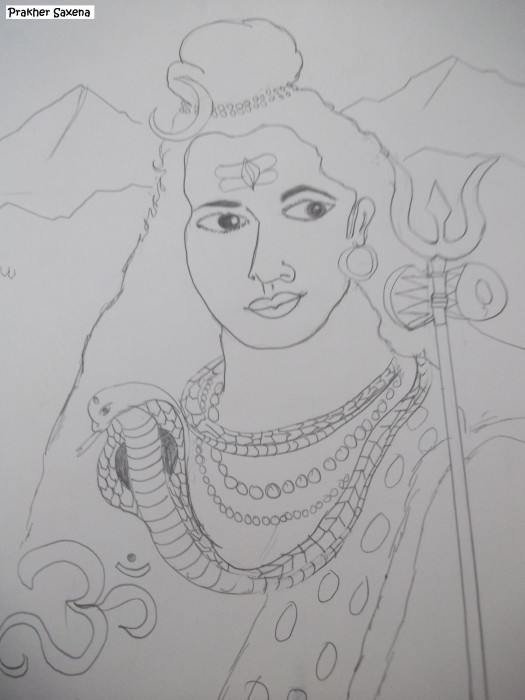 Pencil Sketch Of God Shiv Ji
