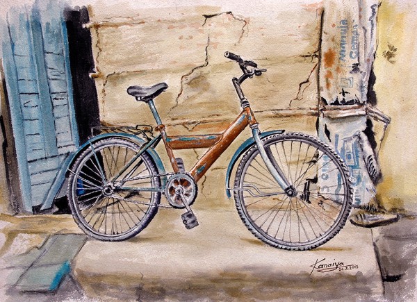 Watercolor Painting Of A Cycle