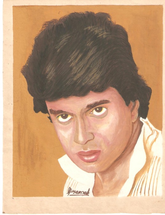Watercolor Painting Of Actor Mithun Chakraborty - DesiPainters.com