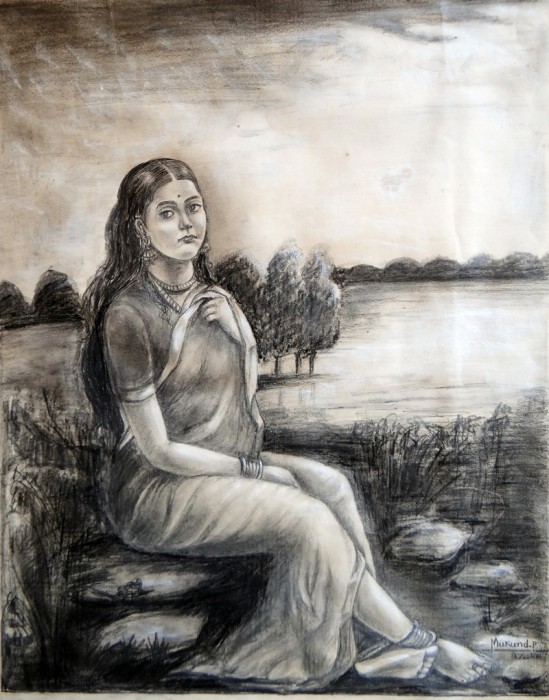 Painting Of A Lady By Mukund Pattar - DesiPainters.com