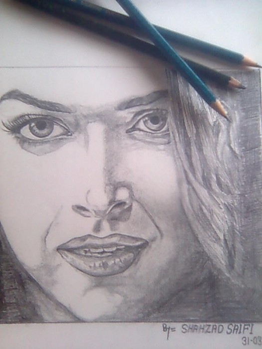 Pencil Sketch Of Actress Deepika Padukone 