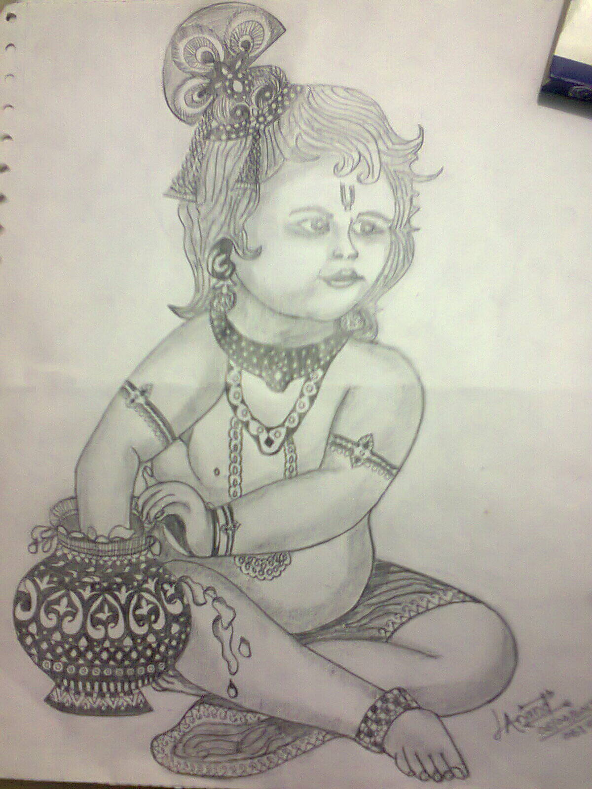 Pencil Sketch Of Lord Krishna