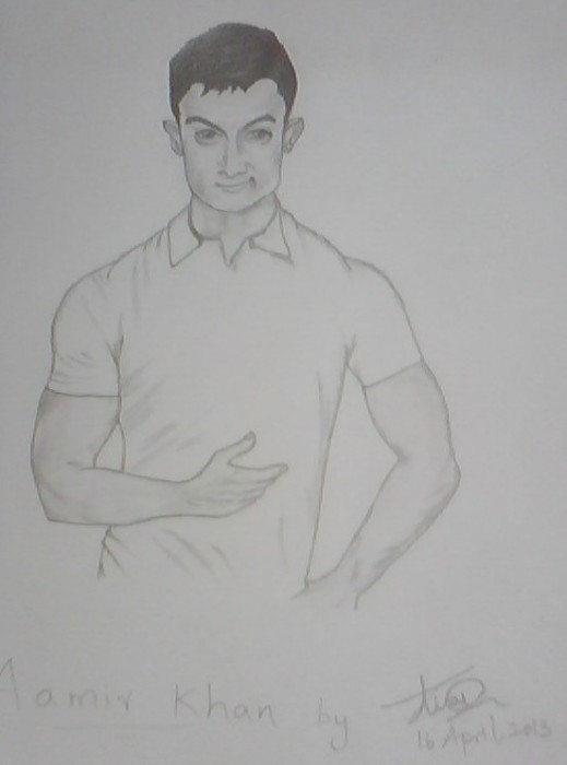 Pencil Sketch Of Actor Aamir Khan - DesiPainters.com