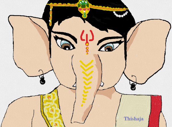 Digital Painting Of Ganapati Bappa - DesiPainters.com