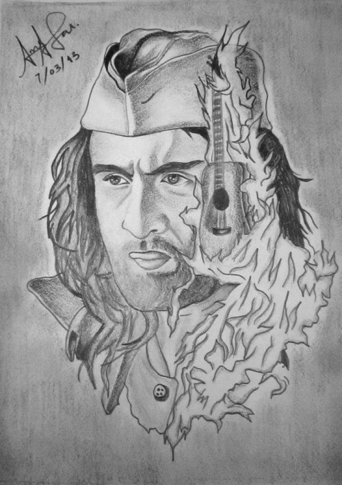 Pencil Sketch Of Actor Ranbir Kapoor