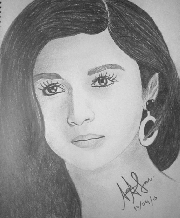 Pencil Sketch Of Actress Alia Bhatt - DesiPainters.com