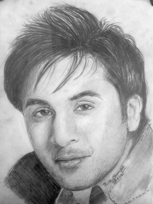 Pencil Sketch Of Ranbir Kapoor - DesiPainters.com