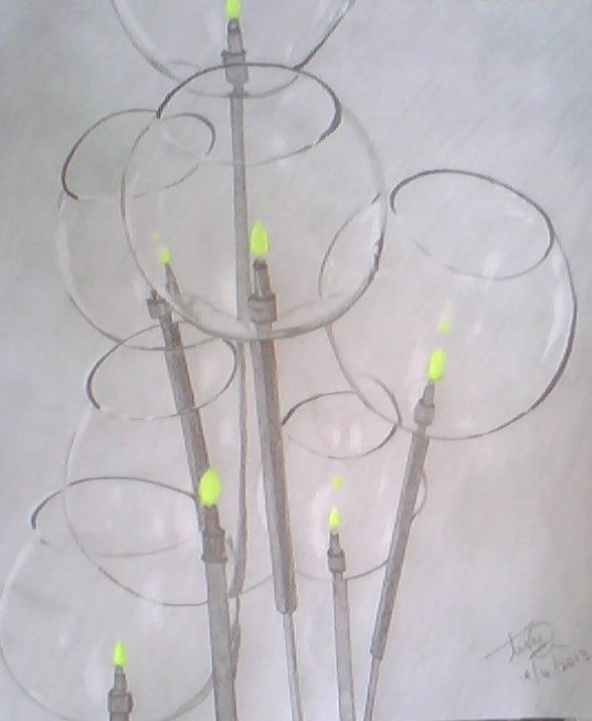 Pencil Sketch Of Hanged Lamps - DesiPainters.com