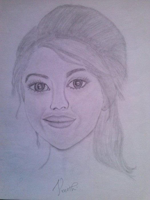 Pencil Sketch Of A Smiling Girl - DesiPainters.com