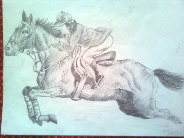 Pencil Sketch Of A Horse Rider - DesiPainters.com