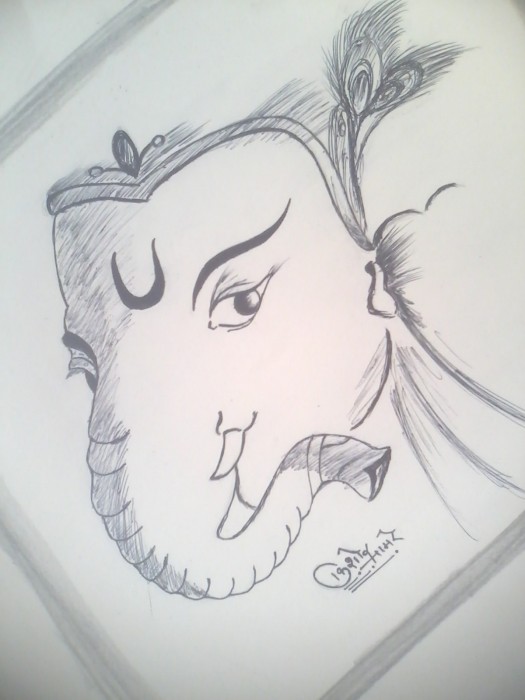 Pencil Sketch Of Ganpati Bappa