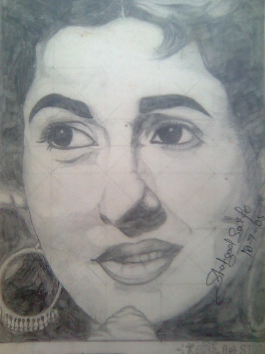 Pencil Sketch Of Actress Madhubala 