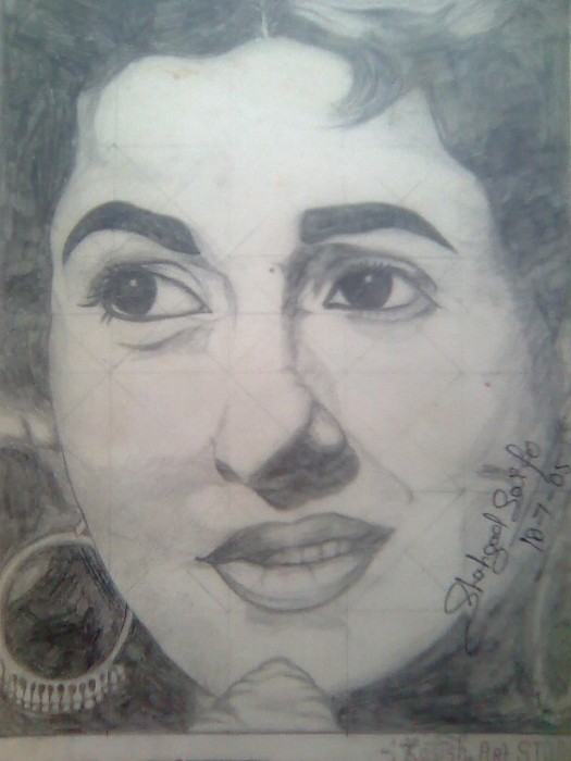 Pencil Sketch Of Actress Madhubala - DesiPainters.com