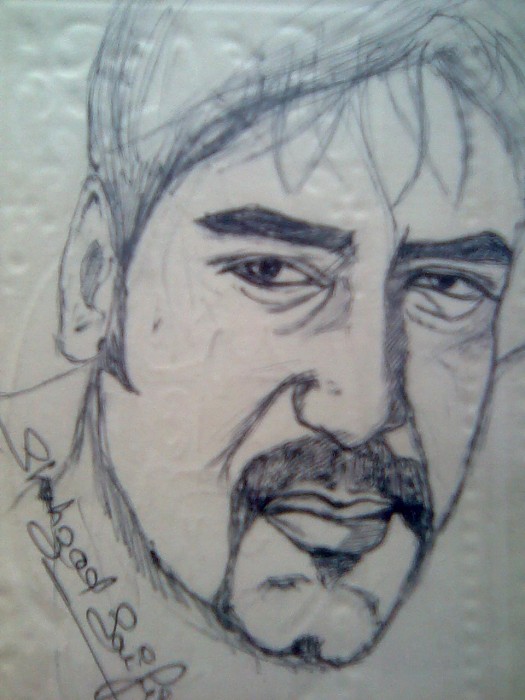 Pencil Sketch Of Actor Ajay Devgan