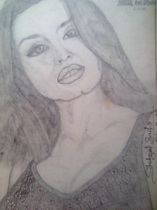 Pencil Sketch Of Actress Celina Jetliy
