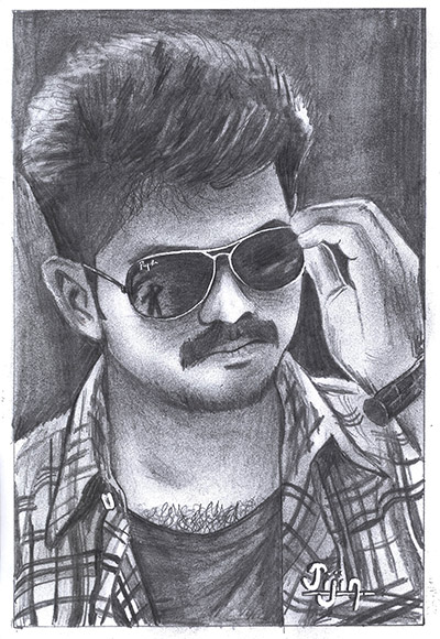 Sketch Of Indian Actor Vijay - DesiPainters.com