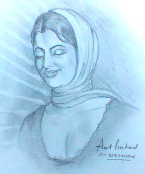Pencil Sketch Of A Praying Girl - DesiPainters.com
