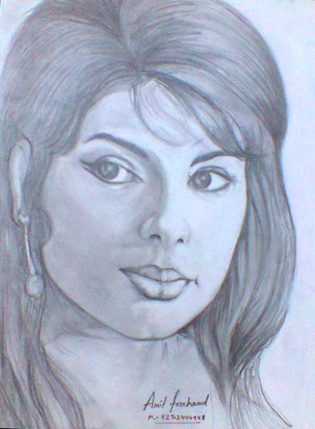 Pencil Sketch Of Actress Mumtaz - DesiPainters.com