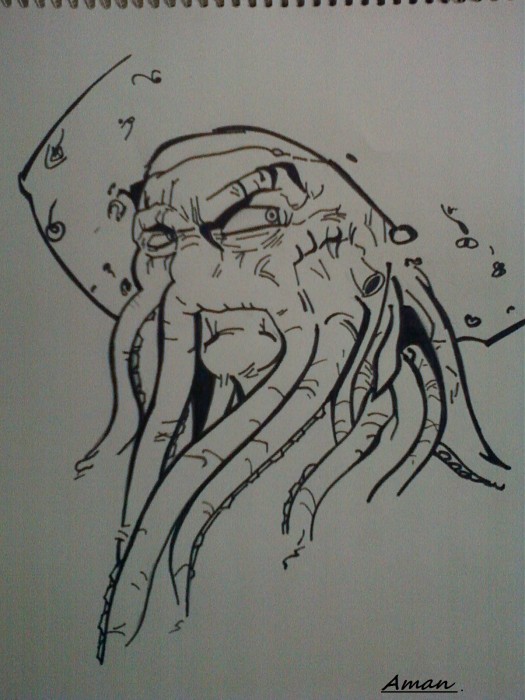 Ink Painting Of Davy Jones - DesiPainters.com