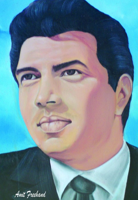 Acrylic Painting Of Actor Dharmendra - DesiPainters.com