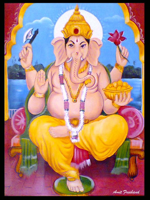 Painting Of God Ganesh Ji - DesiPainters.com