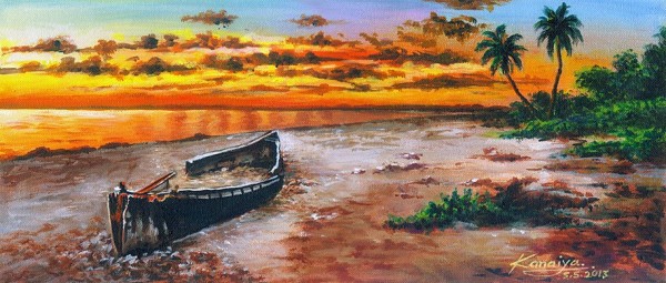 Acrylic Painting Of A Sunset View