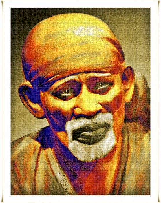 Digital Painting Of Sai Baba - DesiPainters.com