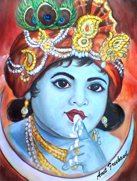 Painting Of God Bal Krishna - DesiPainters.com