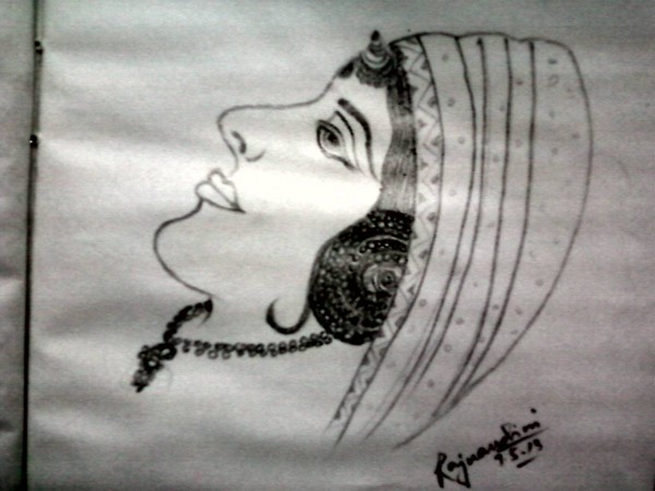 Sketch Of An Indian Lady - DesiPainters.com