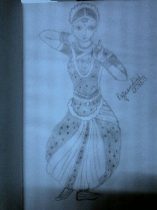 Pencil Sketch Of A Dancing Lady - DesiPainters.com