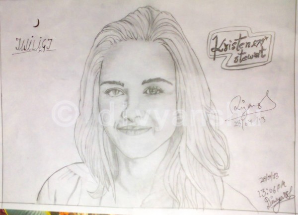 Pencil Sketch Of Kristan Stewart - DesiPainters.com