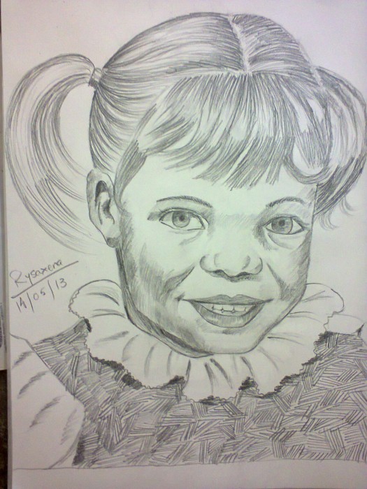 Pencil Sketch Of A Smiling Girl - DesiPainters.com