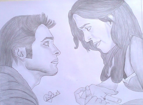 Pencil Sketch Of A Love Couple