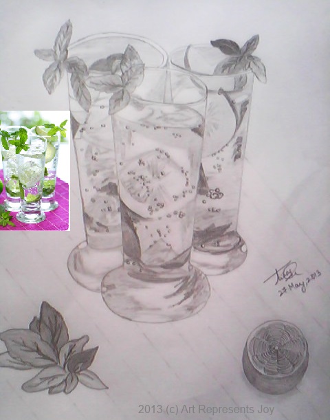 Pencil Sketch Of Drinks By Thishaja - DesiPainters.com