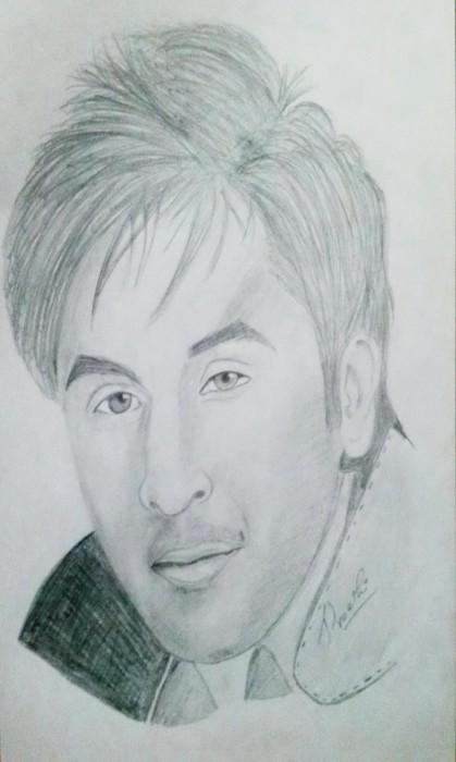 Pencil Sketch Of Actor Ranbir Kapoor 