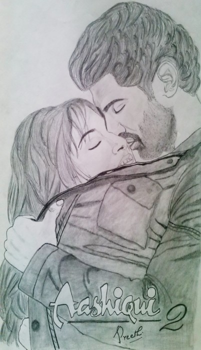 Pencil Sketch Of Aashiqui 2 Poster - DesiPainters.com