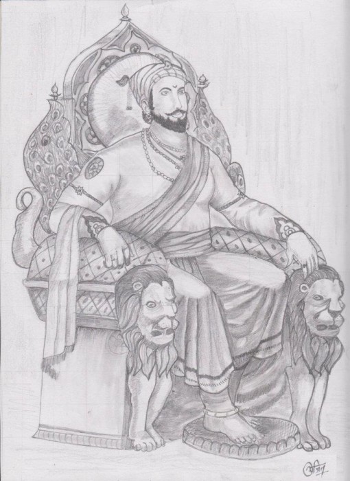 Sketch Of Great King Shiva Ji - DesiPainters.com